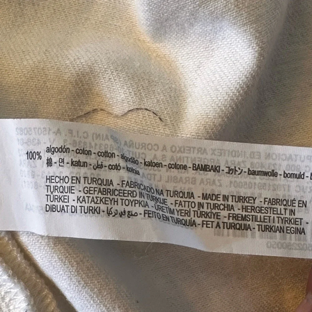 Zara Men's Size XL White Denim oversized Jacket‎ w paint patches orange Accents